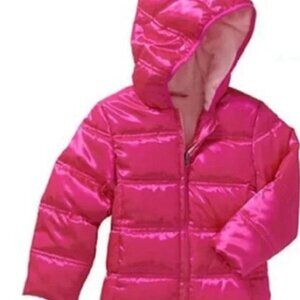 HEALTHTEX INFANT GIRLS HOT PINK SHINY RIBBED SNOW COAT HOOD BABY SKI JACKET 24M
